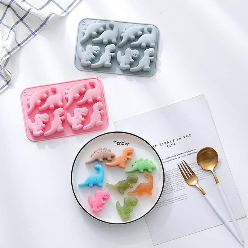 Sujosa Silicone Cake Pop Mold Non Stick Fancy Mold Cake Pan 8 Cavity Dinosaur Shape Candy Cupcake Cornbread Chocolate Brownie Gu