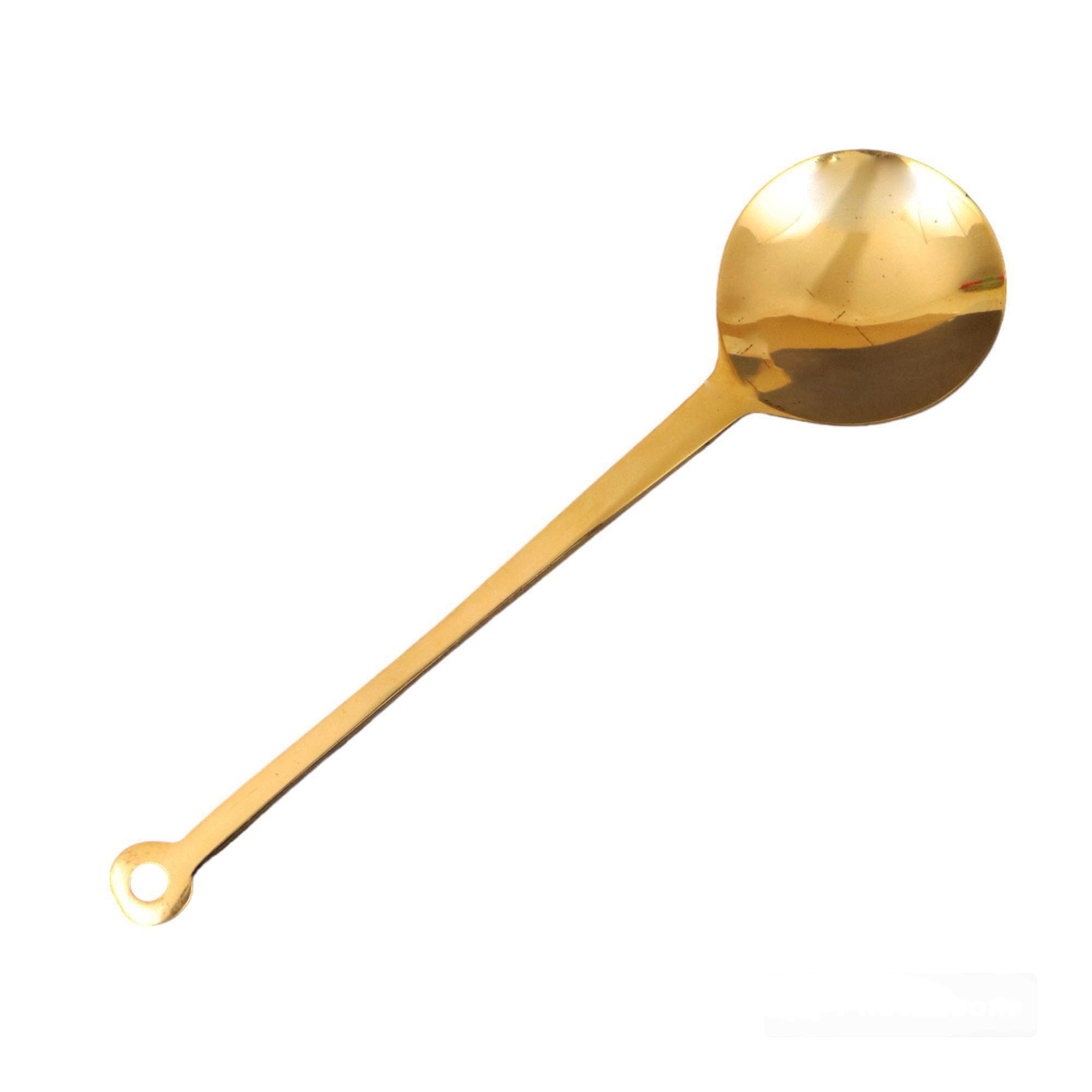 Putrika Traditional Handcrafted Brass Utensil Ladle | Brass Cookware | Serving Spoon [Weight: 138Gms] (Small Ladle)