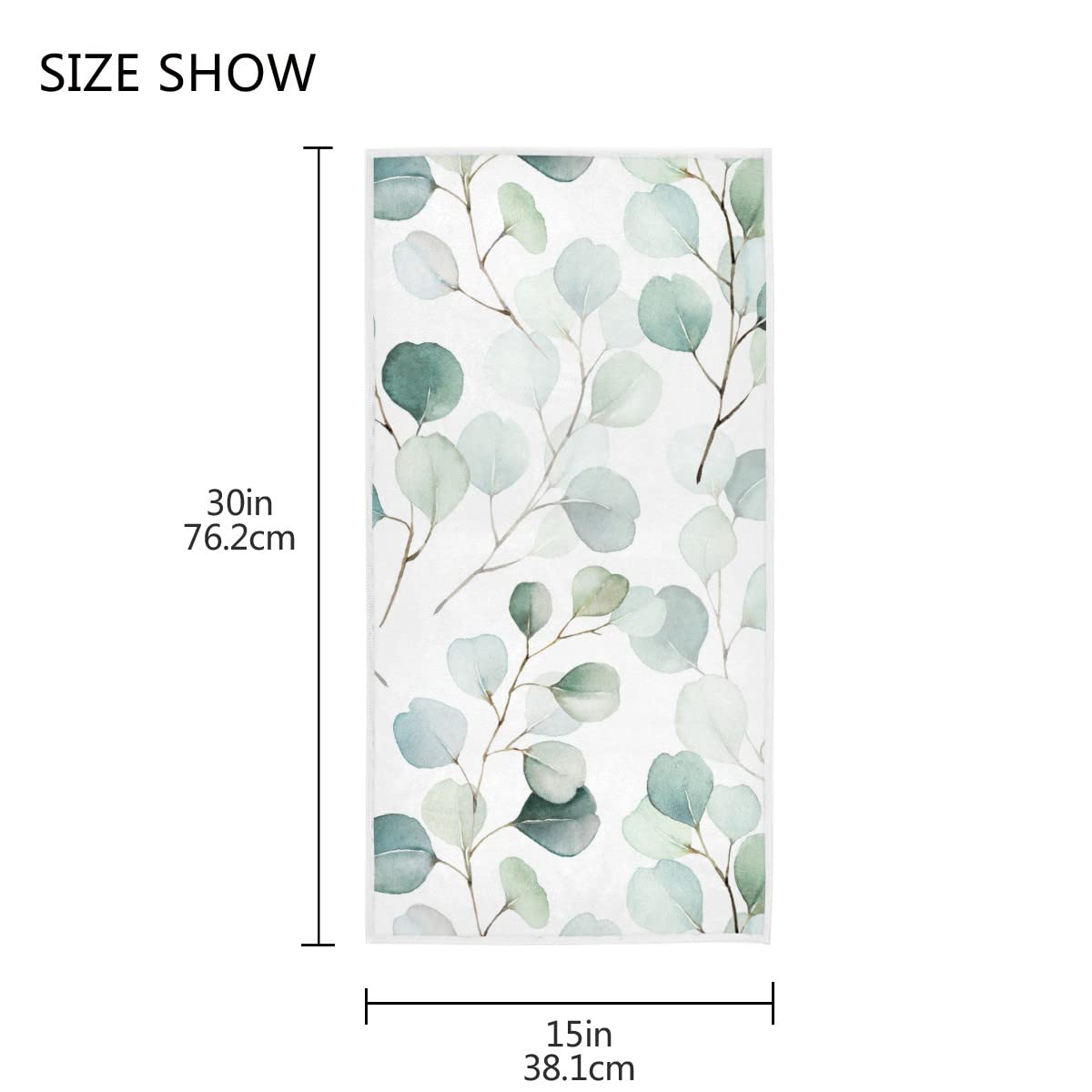 Wamika Green Leaves Hand Bath Towel Shower Towels Set Watercolor Herbs Women Kitchen Hanging Gym Fingertip Bathroom Shower Beach