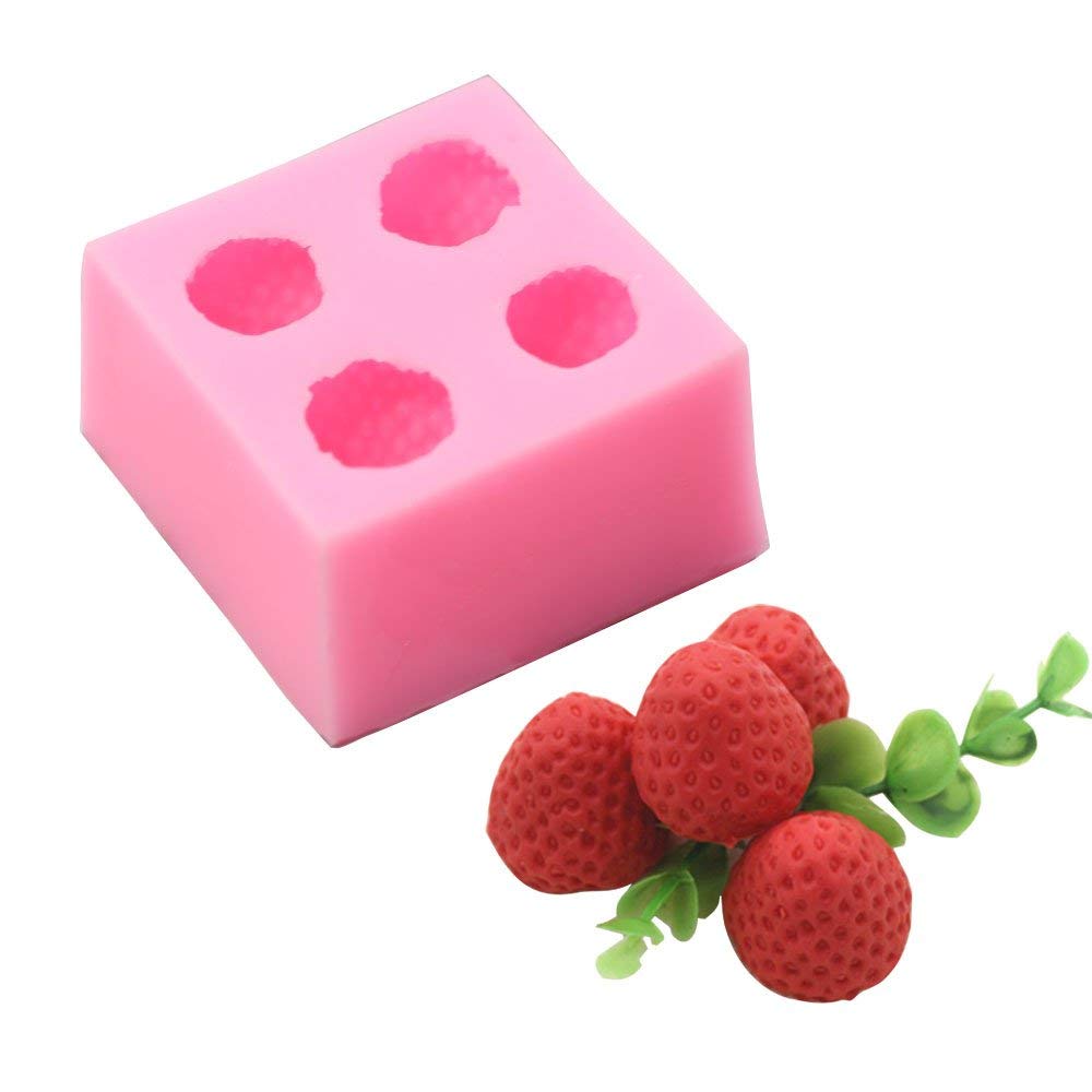 3D Full-Size Strawberry Silicone Mold - Moldfun Large Strawberry Mold For Fondant, Gum Paste, Cake Topper Decorating, Chocolate,