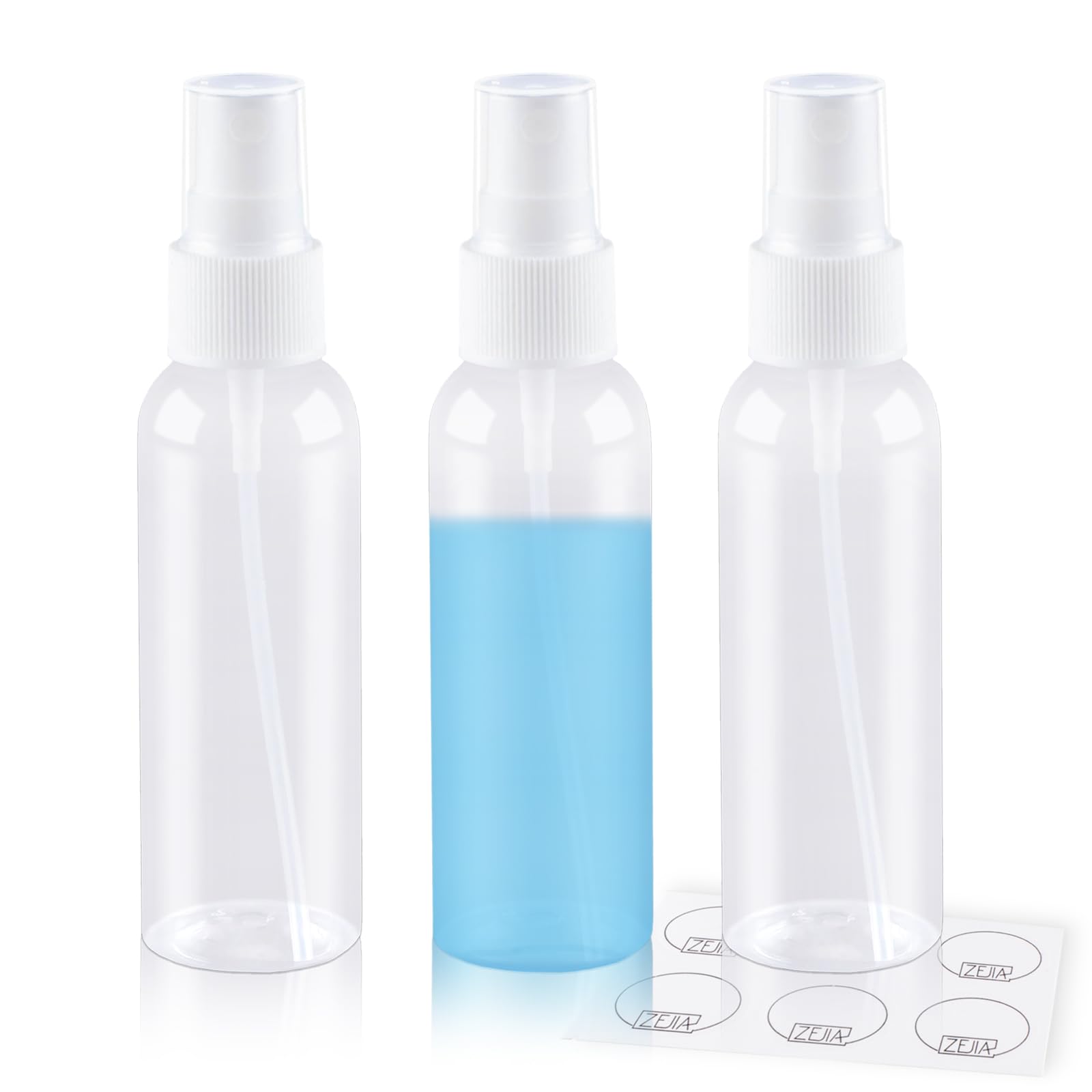 Zejia Small Spray Bottle 2Oz, Plastic Travel Spray Bottle, Refillable Mini Spray Bottle For Face, Liquids, Perfume, With Labels