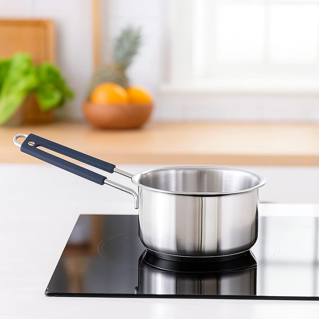 Duodeno Sliver Bottom Saucepan Tea Pan For Milk Boil Tea Maker Water Boiling With Handle, Kitchen Saucepen For Home, Pack Of 1 (