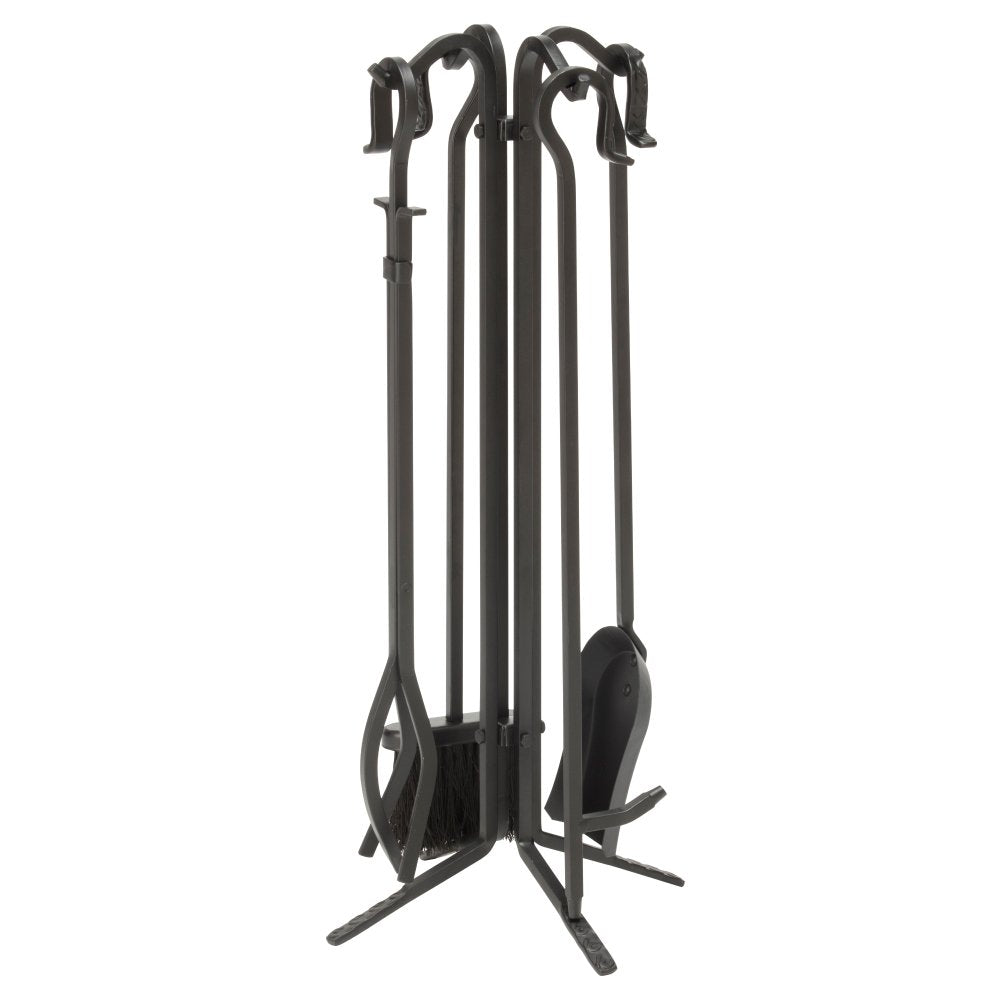 UniFlame 5-Piece Black Wrought Iron Fireplace Tools Set (F-11140)