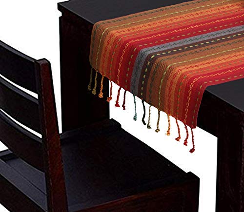 generic Cotton Quest Dining Table Runner  Multicolour with tasills