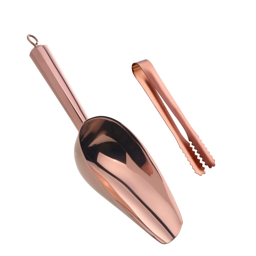 Set Of Ice Tongs & Scoops, Candy Buffet Clip& Stainless Steel Scoop,For Ice, Candy, Nuts, Flour Wedding Bar Bbq Party (Gold) (Ro