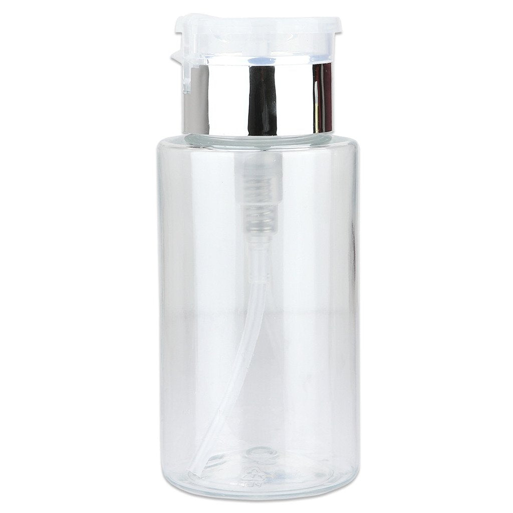 7Oz Push Down Pump Dispenser Flip Top Cap Refillable Empty Bottle -Color: Silver - Lockable Travel Cosmetic Packaging Empty Bott