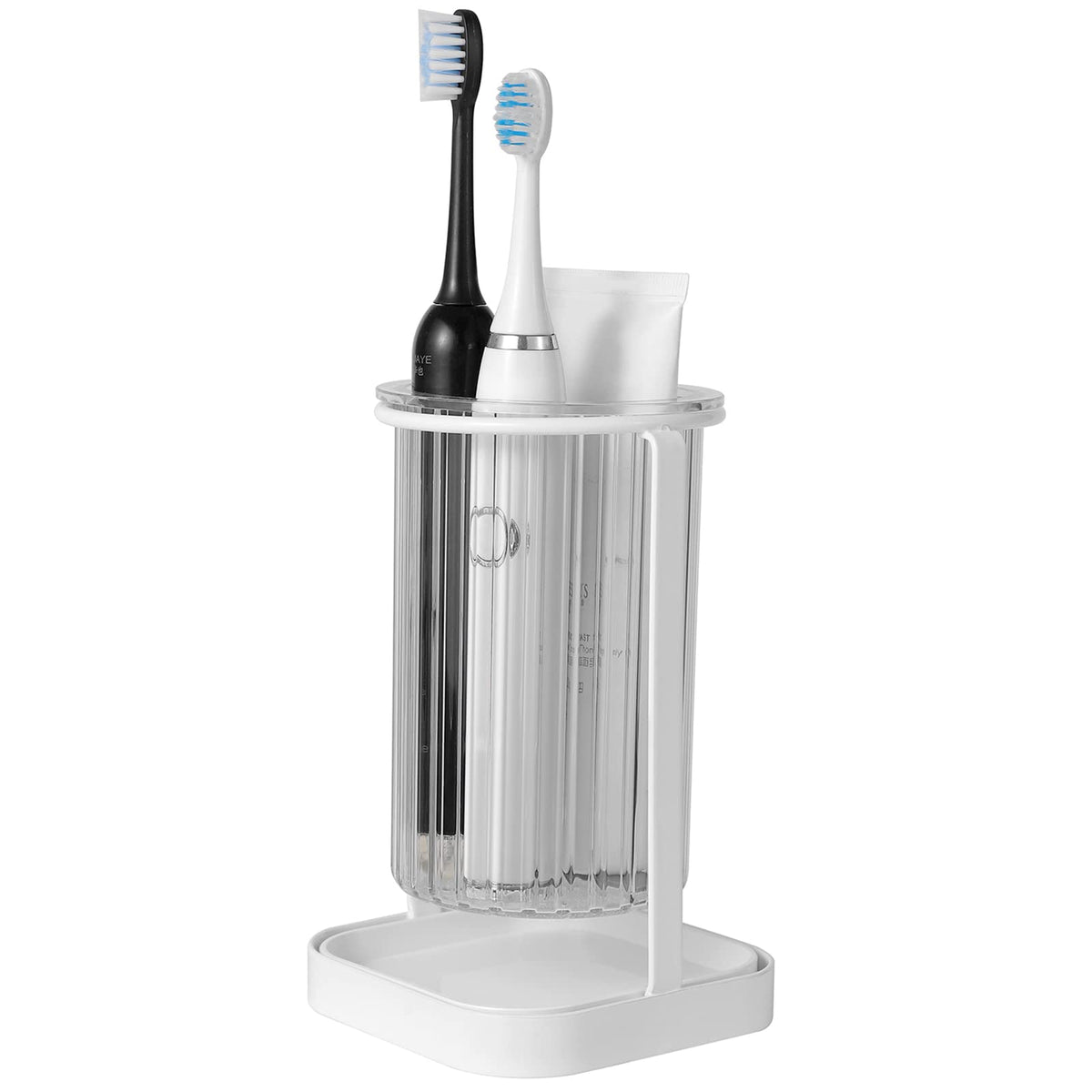 Toothbrush Holders With Drain Tray, Hanging Toothbrush And Toothpaste Holder Organizer Bathroom Caddy Countertop For Toothpaste,
