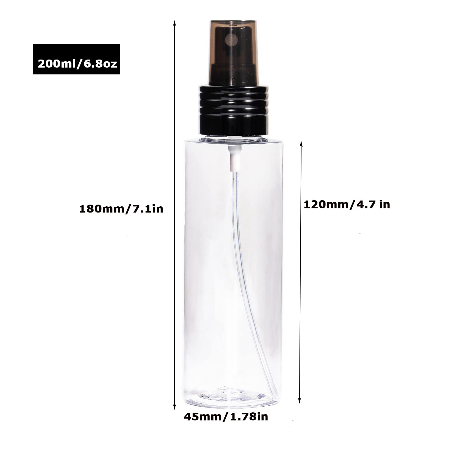 Yebeauty Empty Spray Bottles For Essential Oils, 6.8Oz Refillable Clear Plastic Misting Spray Bottles Atomizer Fine Mister Spray