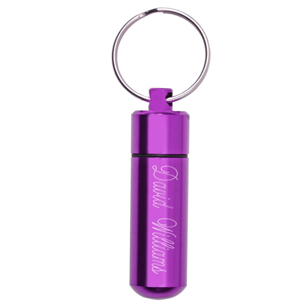 Memorial Gallery Personalized Aluminum Urn Keepsake Keychain for Cremation Ashes (Purple, Aluminum Engraved)