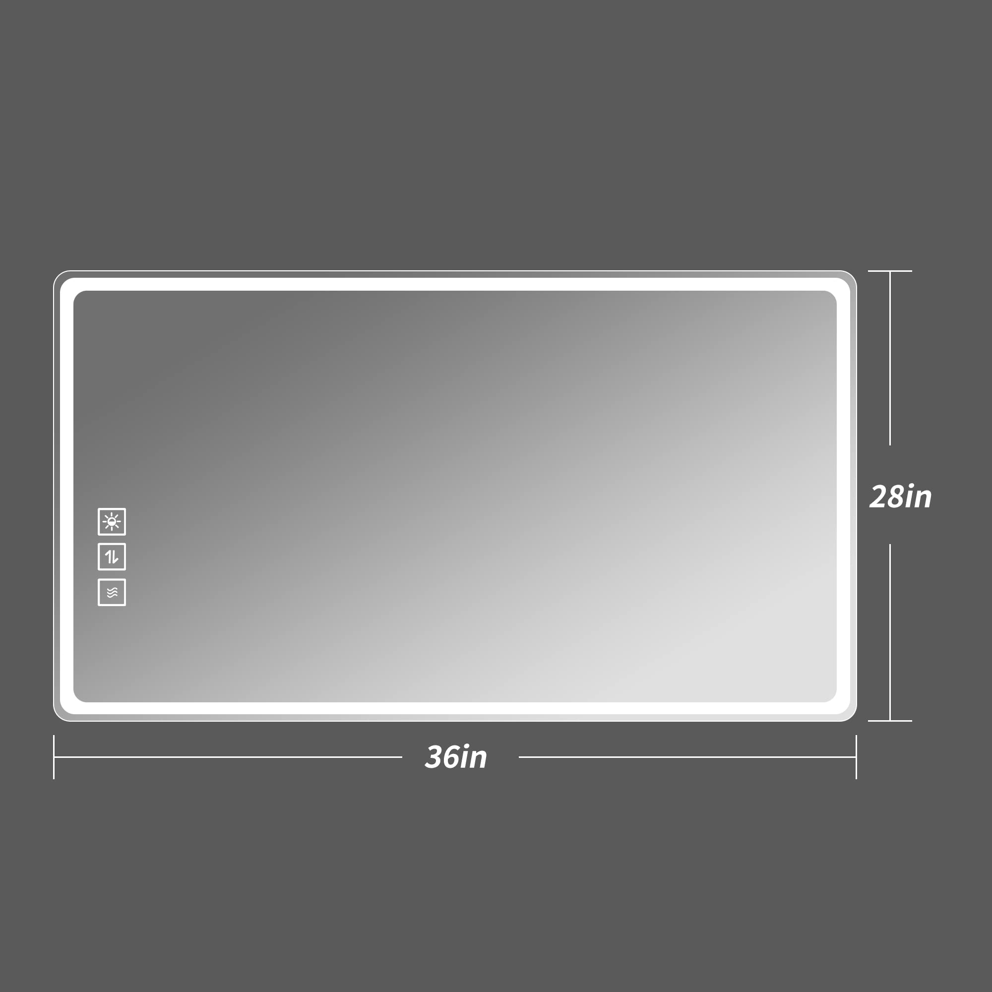 Laiya 28X36 Inch Led Bathroom Mirror Vanity Mirrors With Front Lights Wall Mounted Anti-Fog Frameless Make Up Mirror With Light