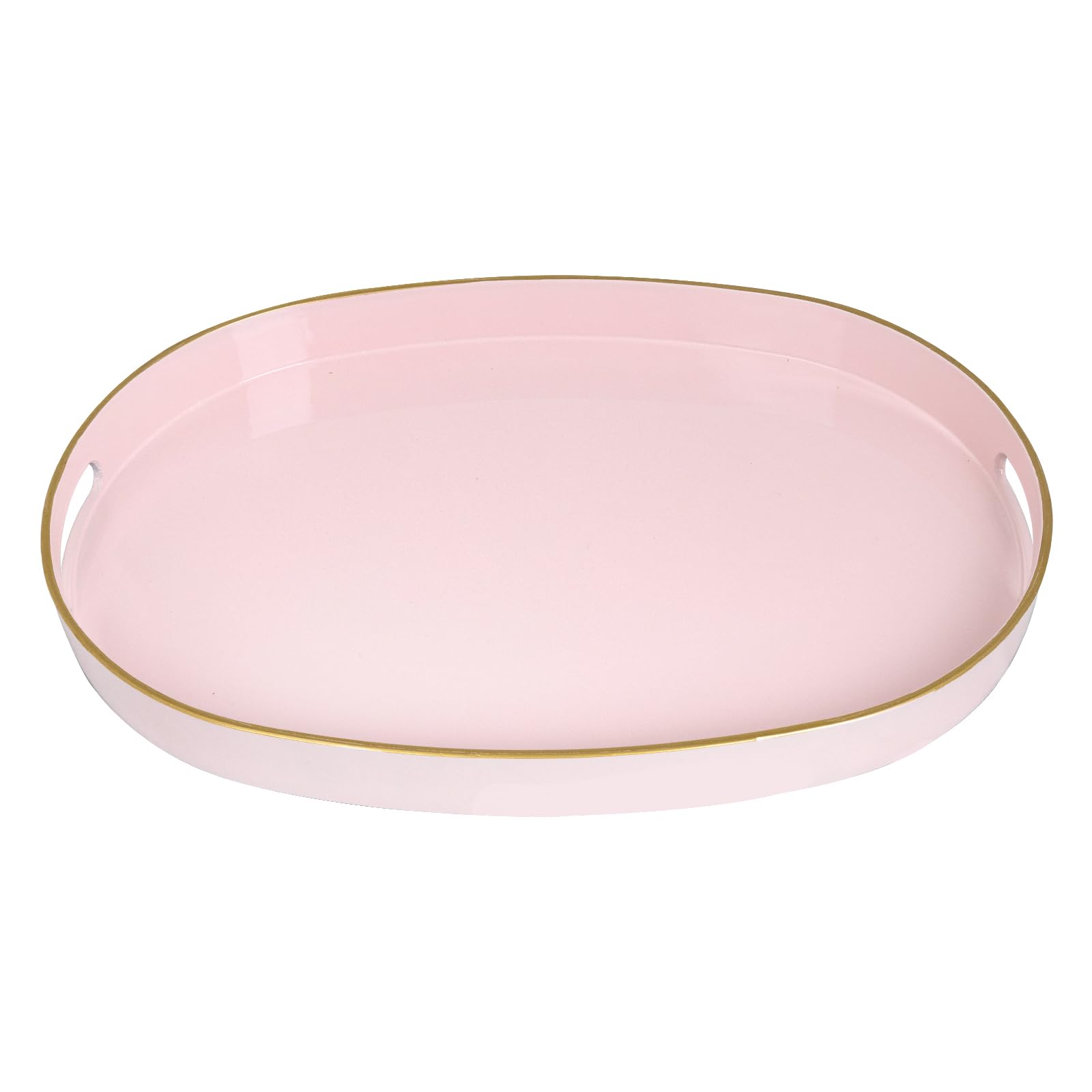 MAONAME Pink Decorative Tray, Oval Serving Tray with Handles, Plastic Trays for Coffee Table, Ottoman Trays for Living Room, Bat
