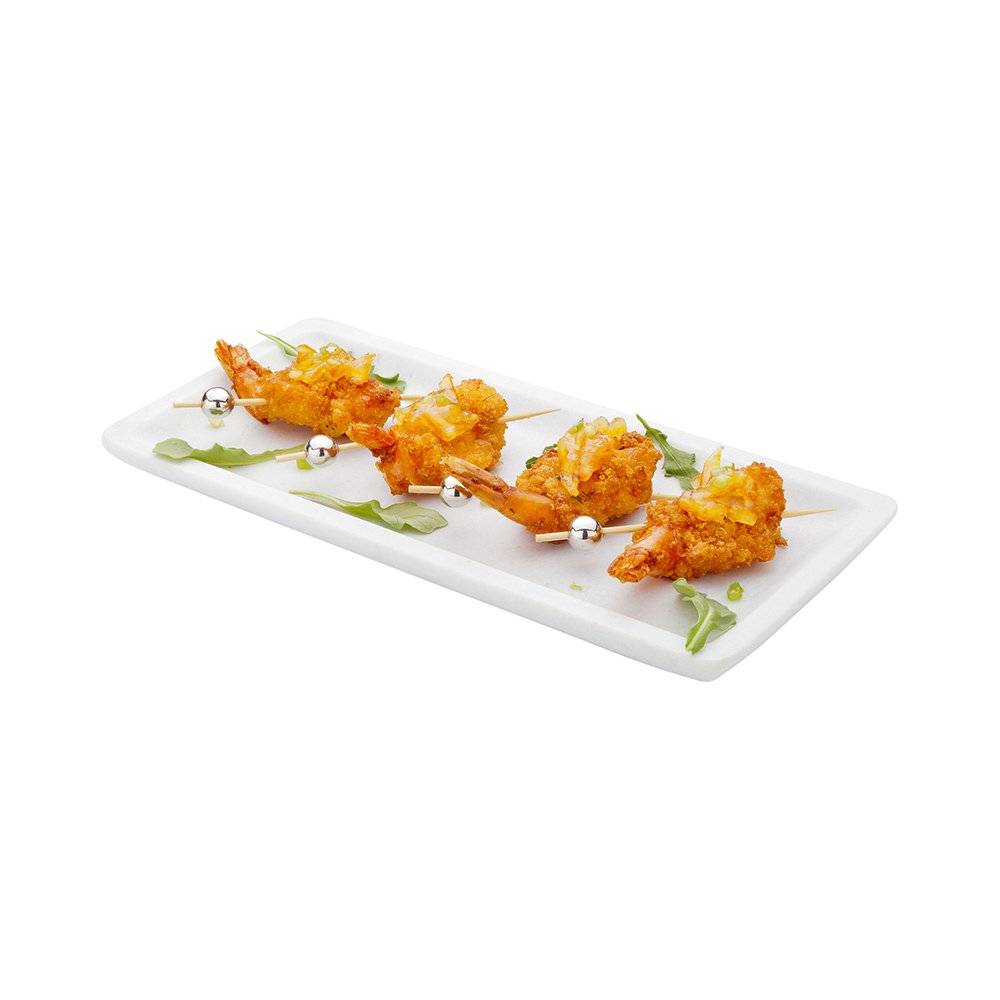 Stone Tek 9.8 Inch X 4.7 Inch Marble Serving Tray, 1 Natural Veining Marble Food Tray - Scratch Resistant, Raised Edges, Italian