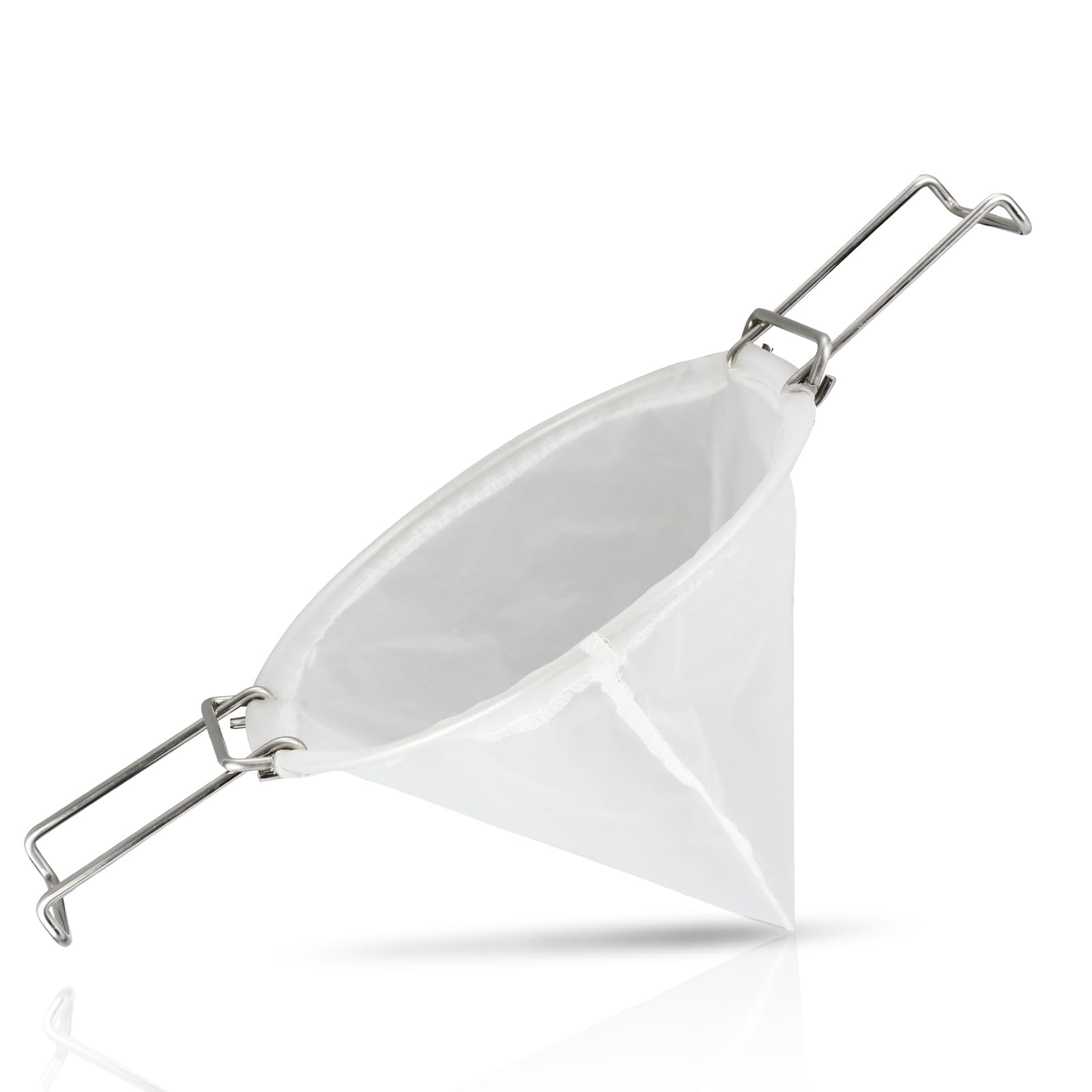 10    Reusable Cone Filter Bag for Frying Oil - with Folding Arms to Attach to Deep Fryers, Cooking Oil Filter Holder, Maple Syr