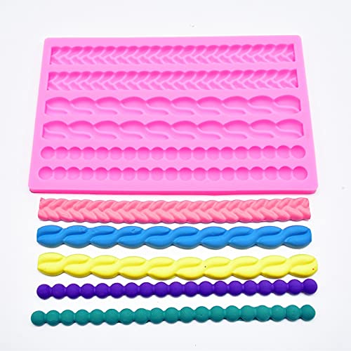 3D Pearl Knit Rope Silicone Mold Fondant Mould Cake Border Decorating Molds Gumpaste Kitchen Diy Baking Decorating Cake Tools Ho