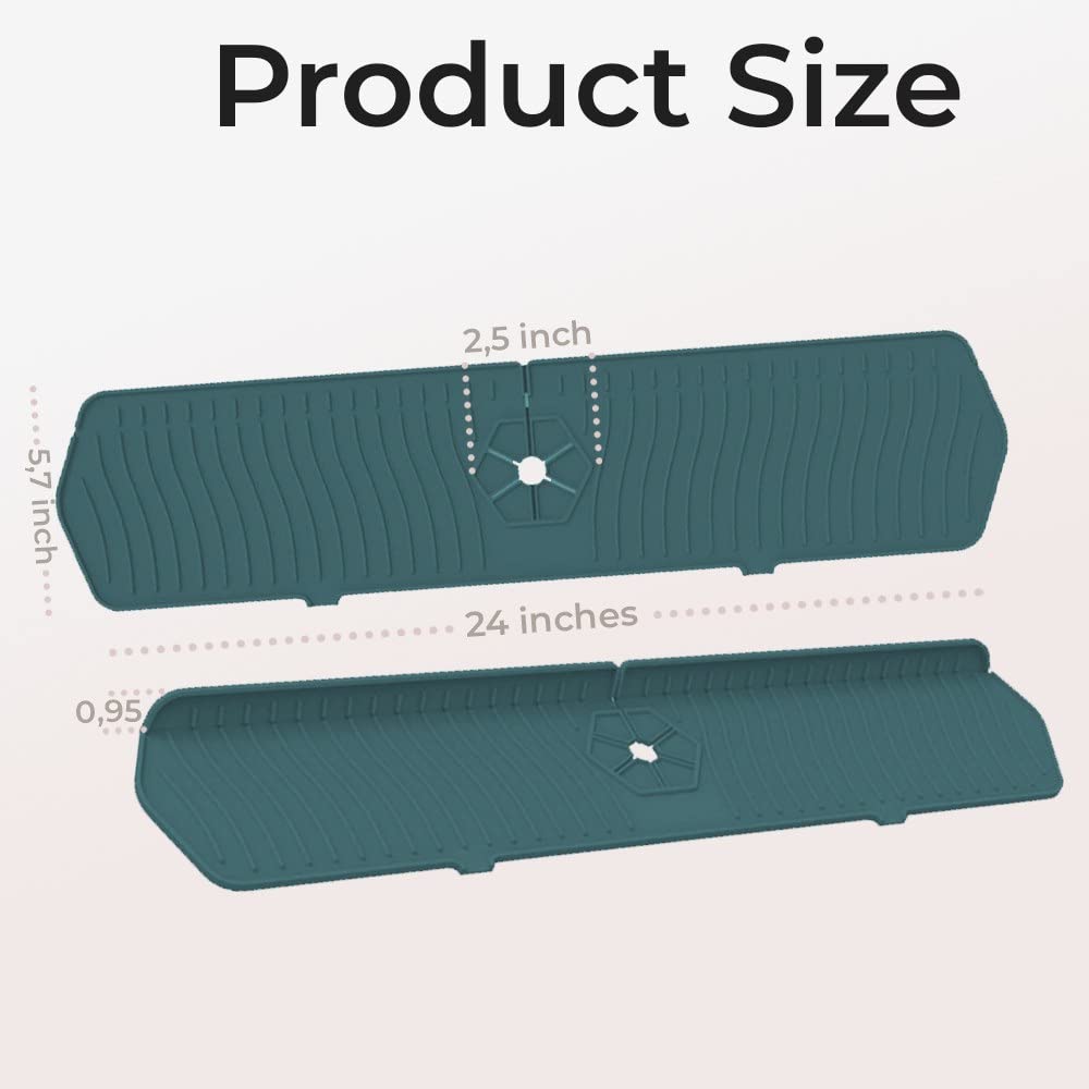 Biopronext Kitchen Sink Splash Guard Behind Faucet - Large 24 Inch Silicone Sink Faucet Mat Splash Guard - Premium Faucet Splash