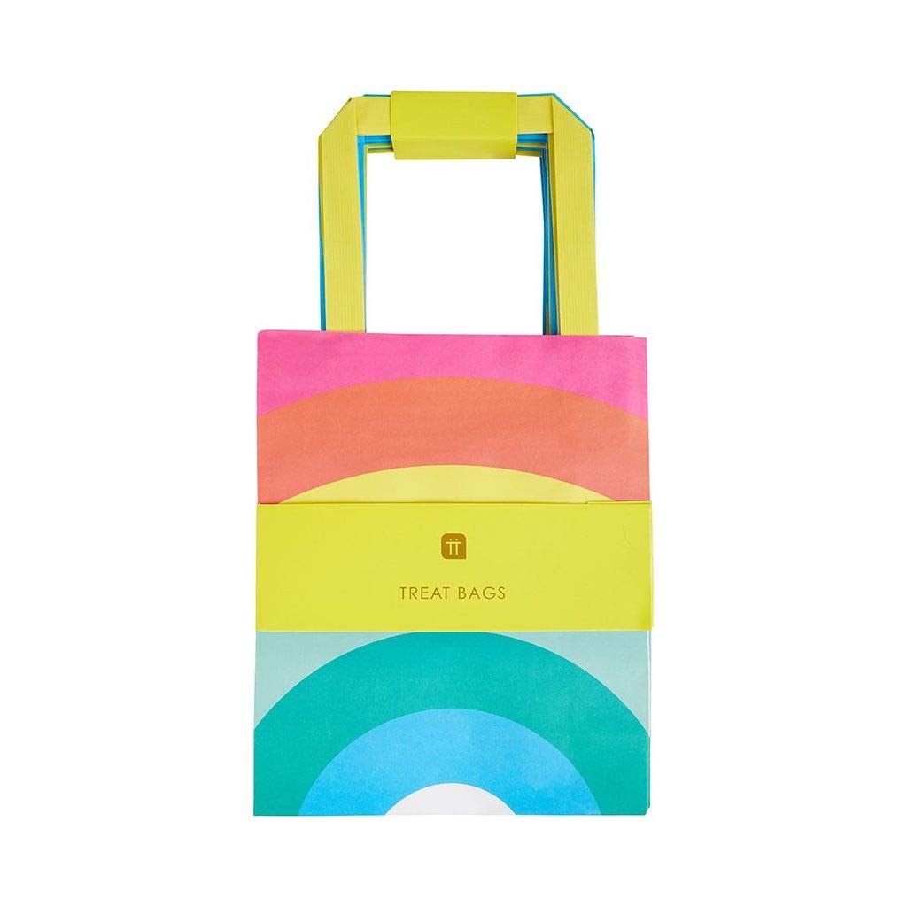 Talking Tables Rainbow Paper Birthday Strong Treat Bags with Handles Fill with Party Favours and Cake | Pack of 8, One