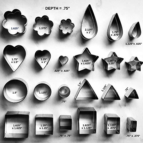 Ultra Cuisine Mini Cookie Cutter Shapes Set - 24 Small Molds To Cut Out Pastry Dough Pie Crust & Fruit - 304 Durable Stainless S