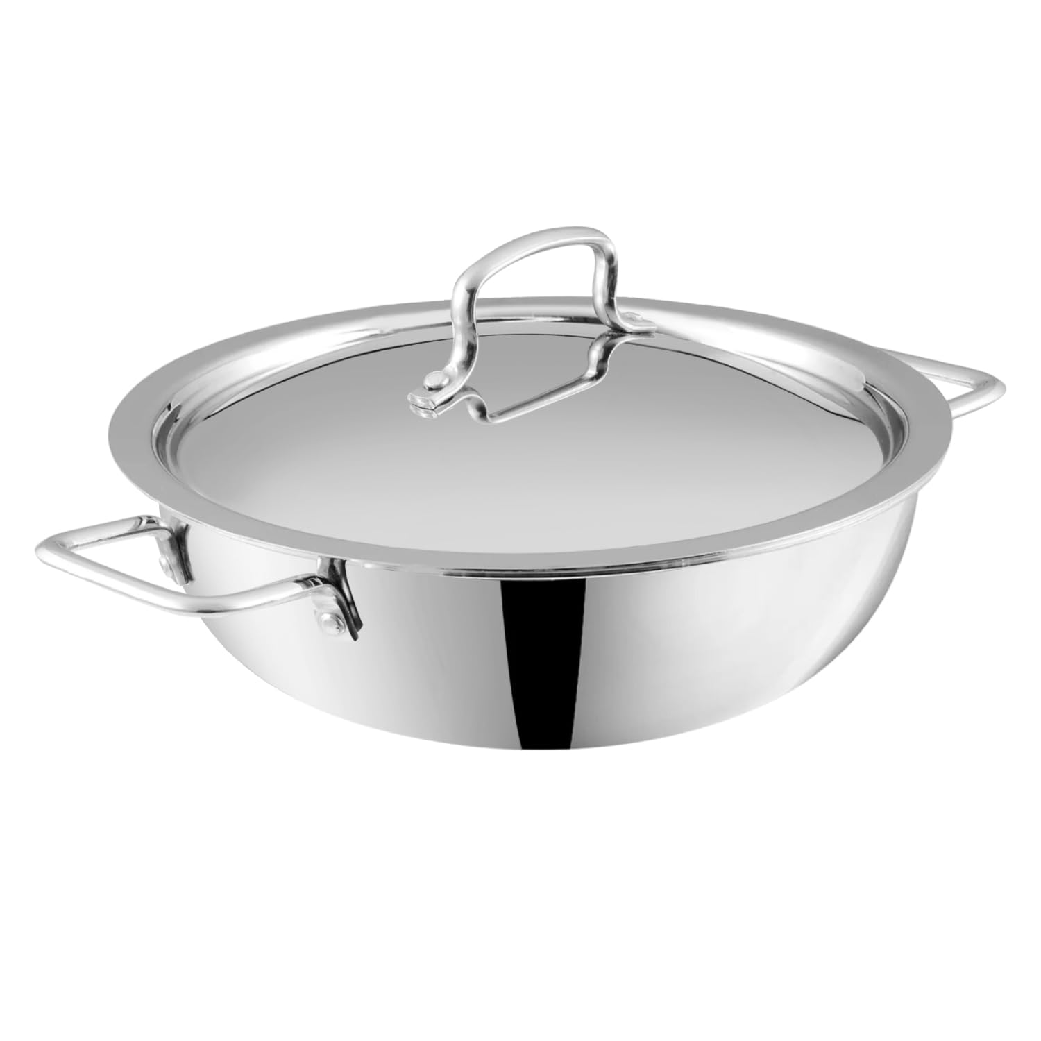 Vinod Platinum Triply Stainless Steel Extra Deep Kadai | Suitable For Indian Cooking, Sauces, Stews, Soups | Induction, Electric