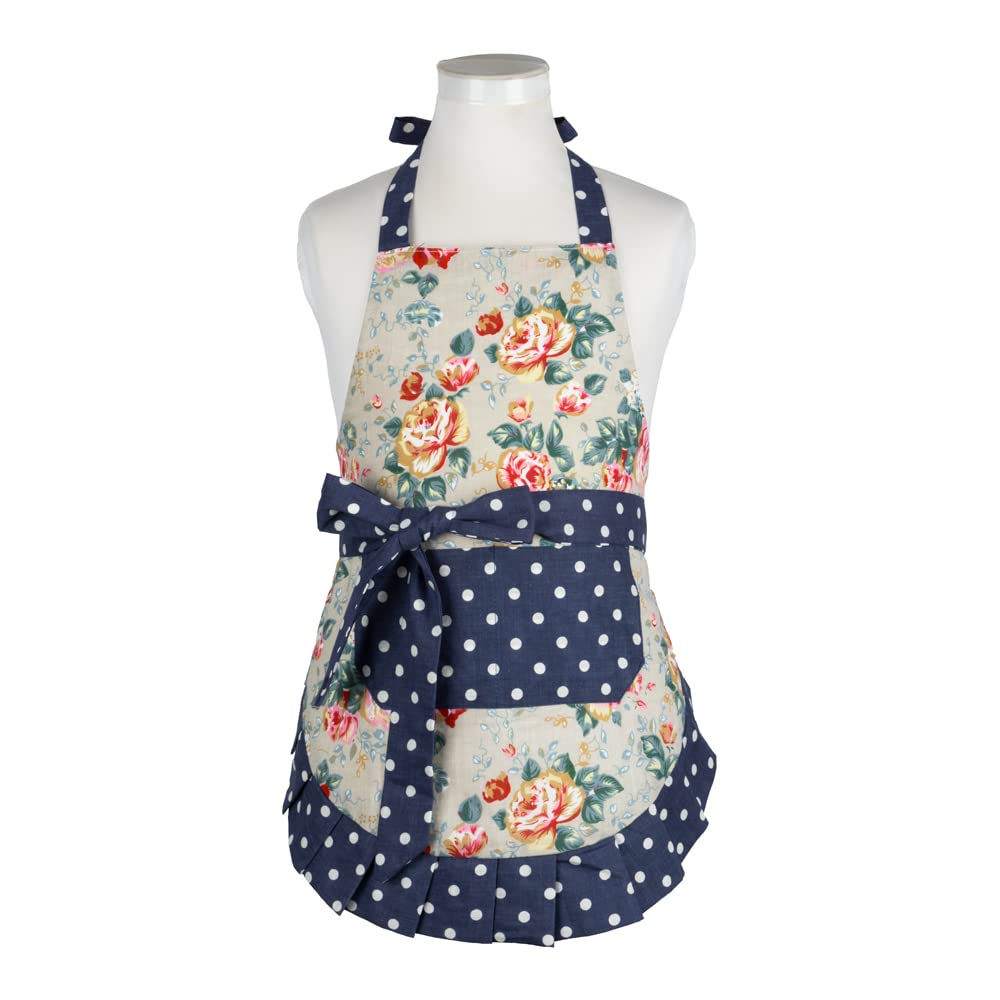 Neoviva Toddler Girls Apron With Pockets For Daily Play Kitchen, Double-Layered Kitchen Apron For Children, Style Kathy, Floral