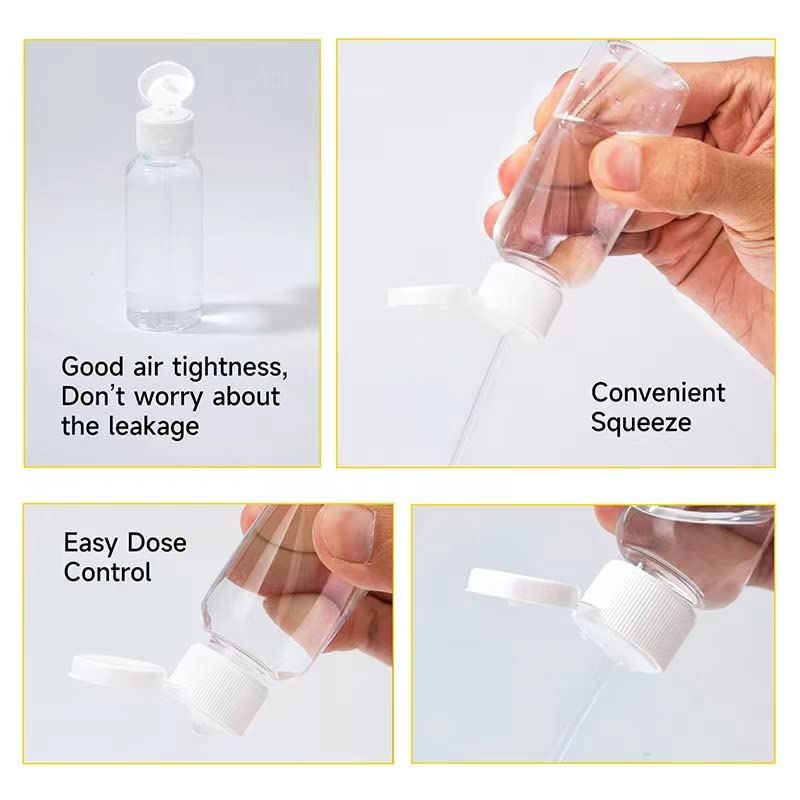50 Pack 1.7Oz/50Ml Travel Plastic Empty Bottles Mini Hand Sanitizer Bulk Travel Size With Flip Cap, Squeezable Refillable Contai