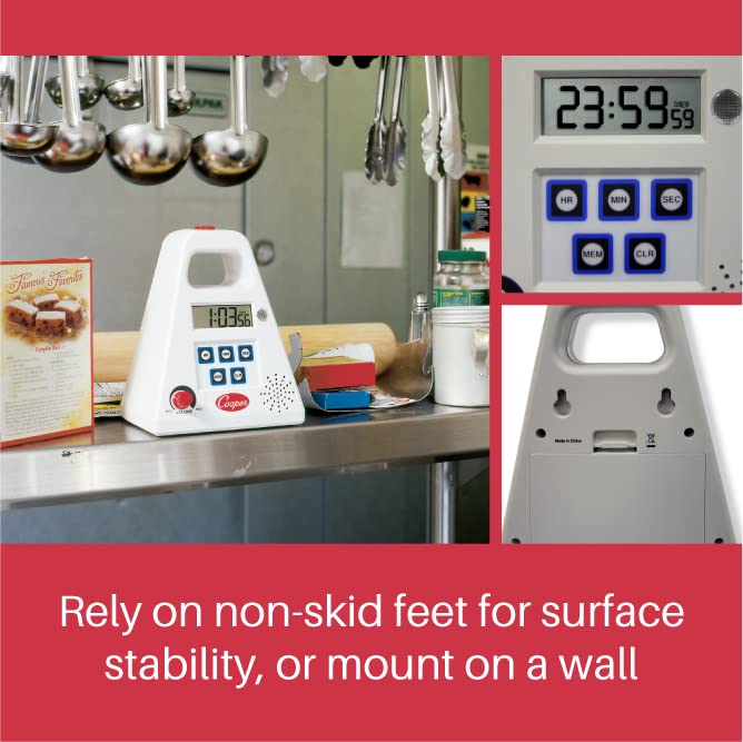 Cooper-Atkins Ft24-0-3 Large Single Station Digital Kitchen Timer With Volume Control, 24 Hours Unit Range