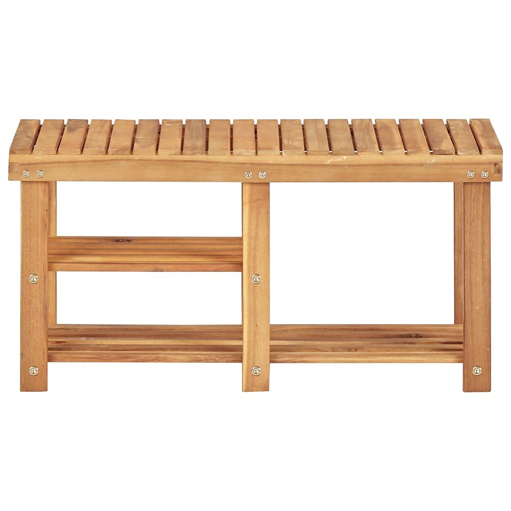 Vidaxl Compact Shoe Rack/Bench, Solid Acacia Wood, 2-Shelf Storage Organizer, Durable And Rustic Design, Easy Assembly And Clean