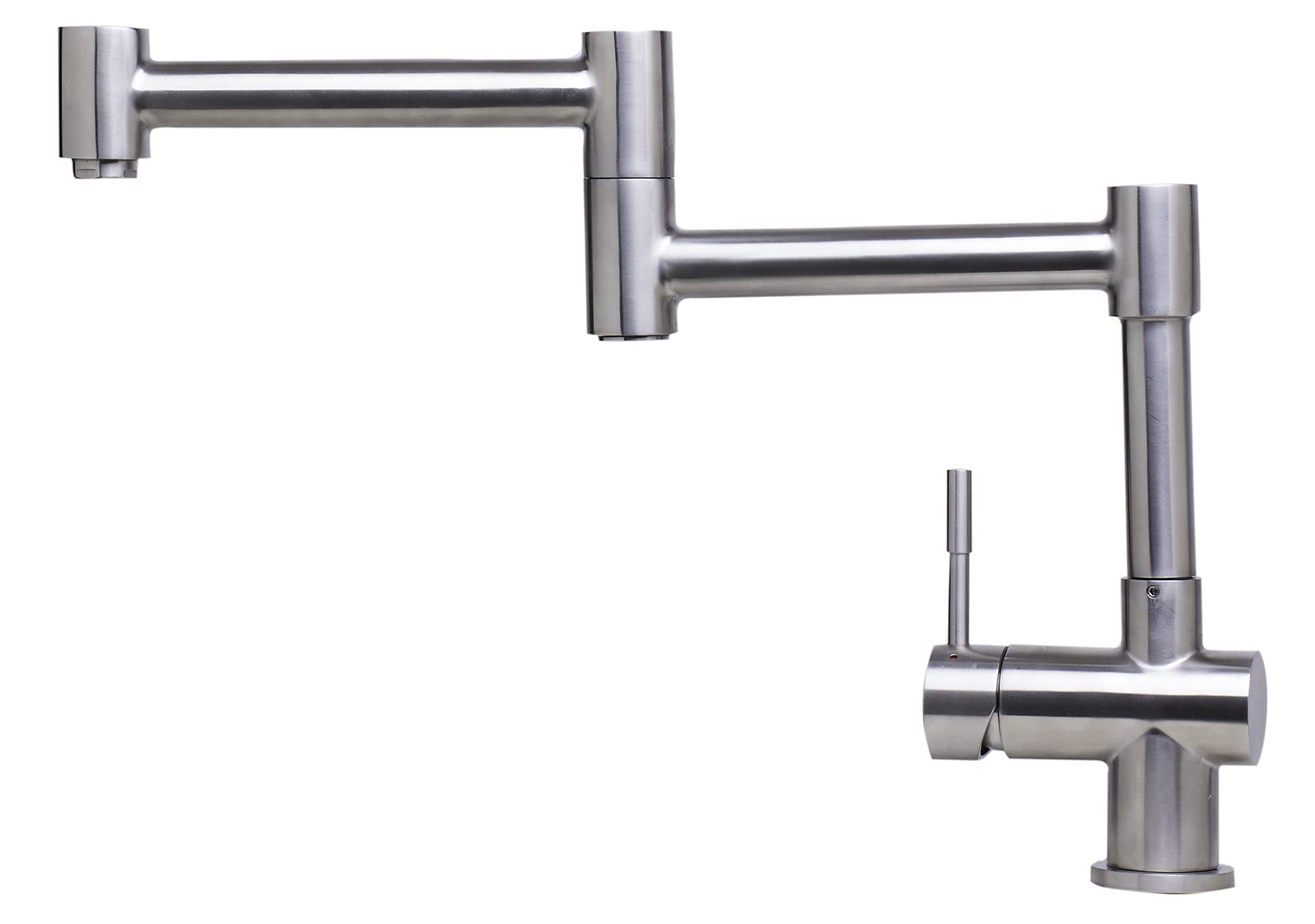 Alfi Ab2038-Bss Solid Brushed Stainless Steel Retractable Single Hole Kitchen Faucet, 15'' D X 12 1/8'' H