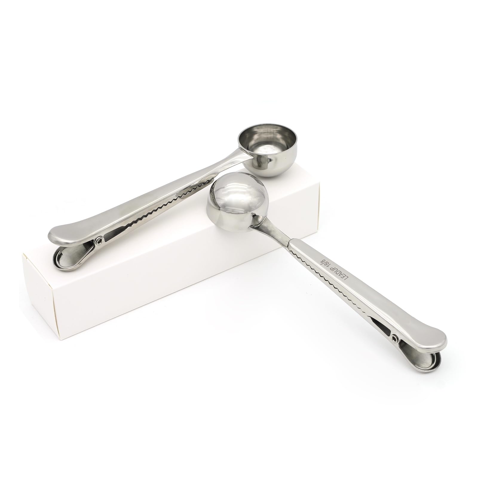 Leadup 18/8 Stainless Steel Measuring Scoop With Coffee Bag Clip For Ground Coffee,Espresso,Coffee Beans,2-In-1 Stainless Steel
