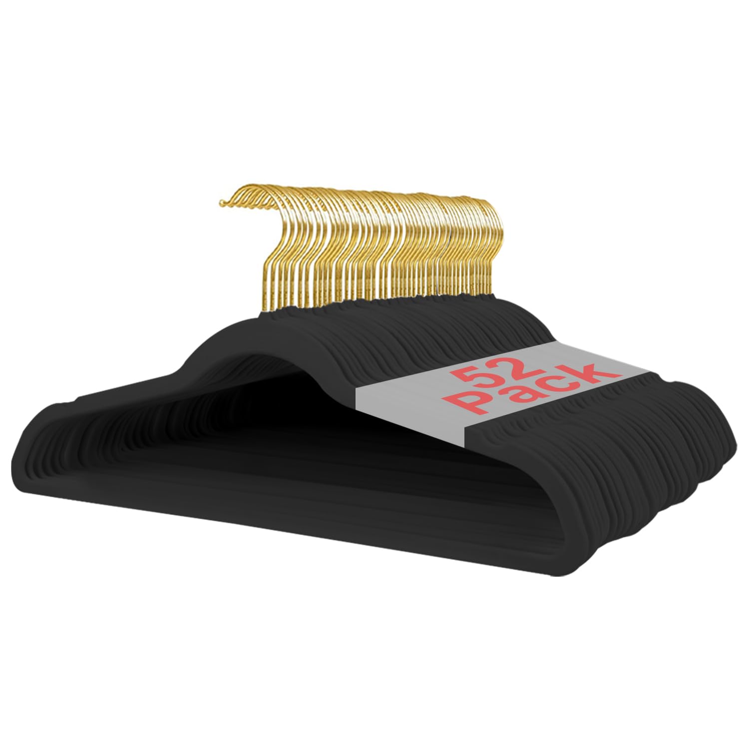 Wellong 52 Packs Velvet Clothes Hangers, 17.3 Inches Non-Slip Skirt Hangers, Dresses Hangers With Shoulder Notches, Space Saving
