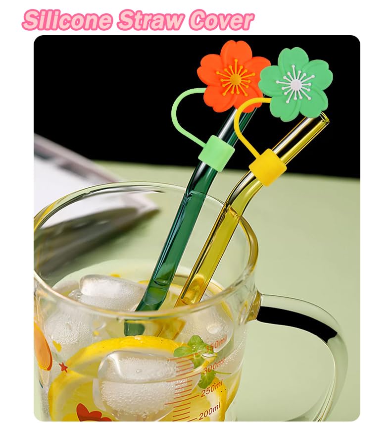 9Pcs Flower Straw Topper For Tumbler 10Mm Cute Silicone Straw Covers Compatible With Stanley 30&40 Oz Cup Reusable Drinking Stra