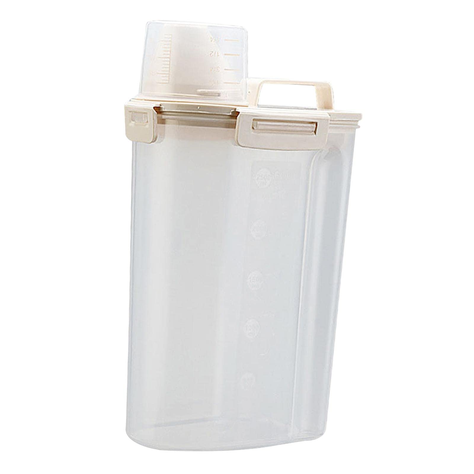 Ujeavette Grain Storage Barrel Cereal Containers Storage Thick For Rice Flour Cabinet Creamy White 3L
