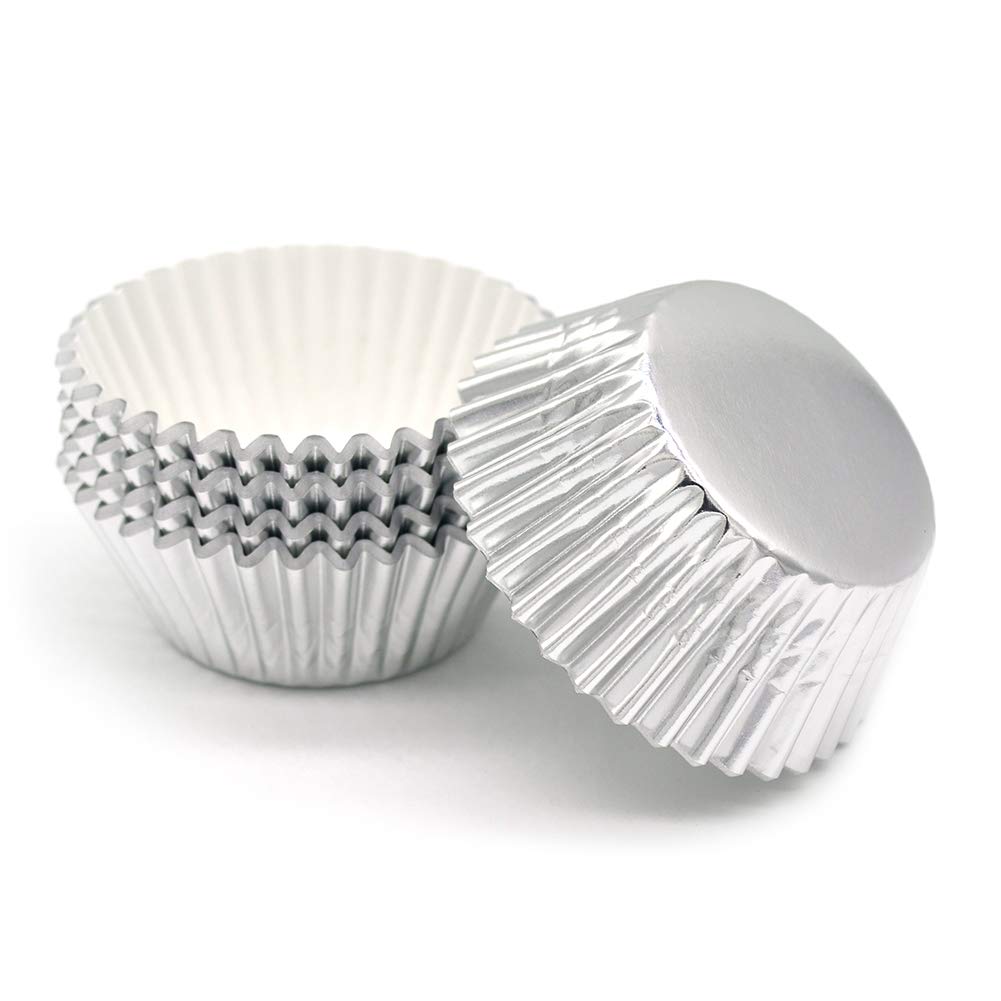 Mombake Standard Silver Foil Cupcake Liners Muffin Baking Cups For Party And More, 100-Count