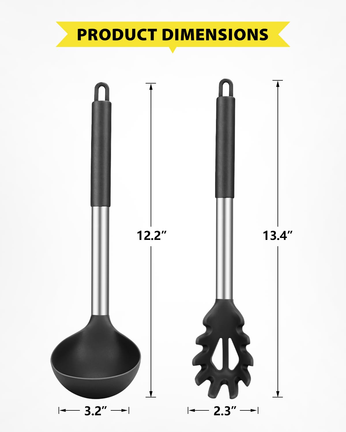 Silicone Pasta Fork And Soup Ladle Set, Non-Stick Bpa Free Heat-Resistant Handy Kitchen Utensils For Cooking, Serving, Draining,