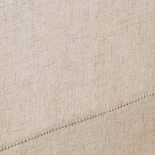 Saro Lifestyle Poly And Linen Blend Toscana Tablecloth With Hemstitch Border, Natural, 60''