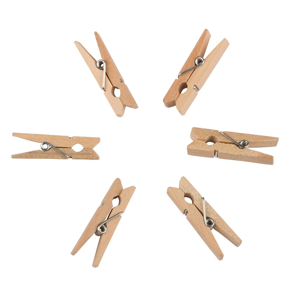 Jam Paper Wood Clip Clothespins - Large - 1 1/2 Inch - Natural - 30 Clothes Pins/Pack
