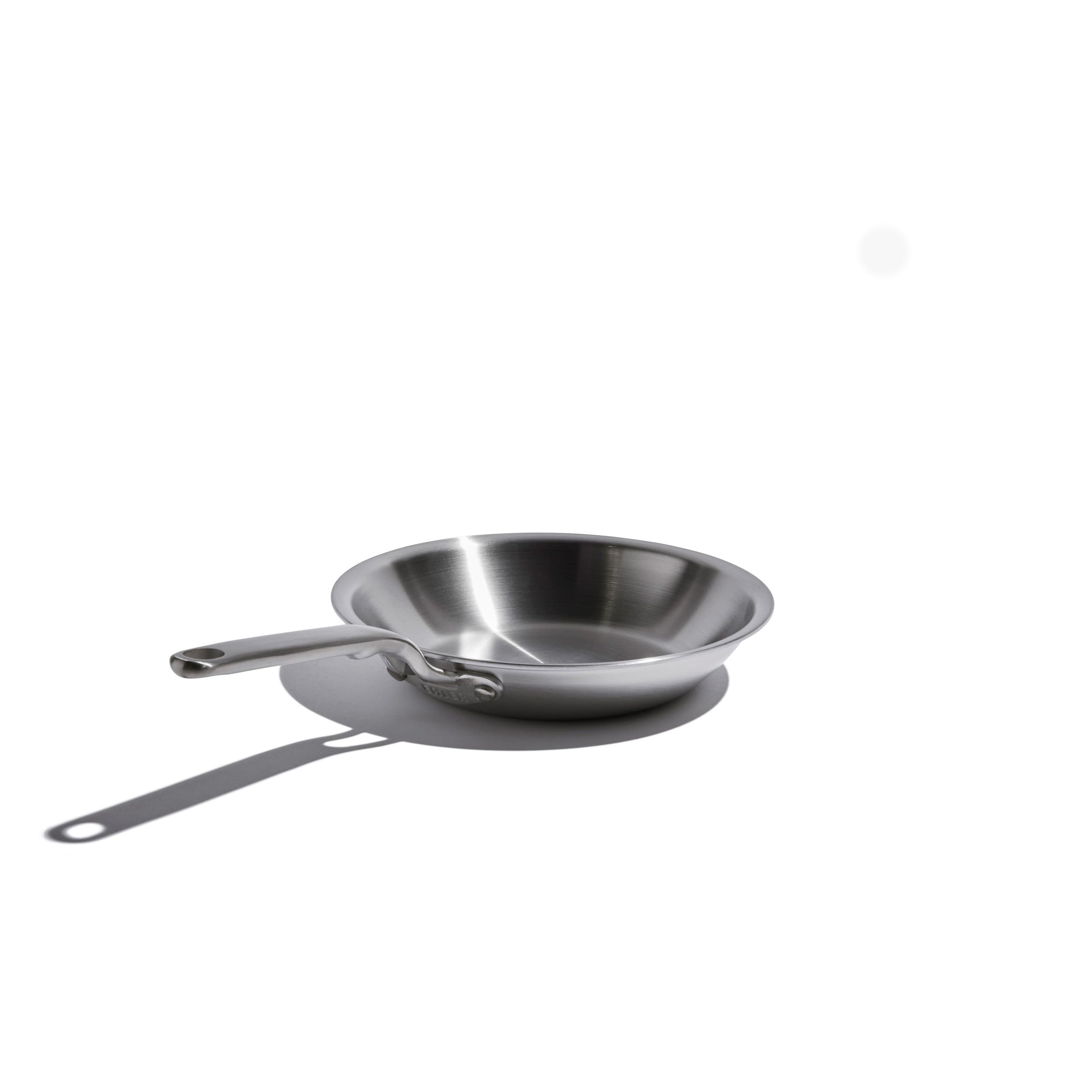 Heritage Steel x Eater 3 Piece Fry Pan Set | Made in USA | 5Ply Fully Clad Stainless Steel Pan | Stay Cool Handle Design | Indu