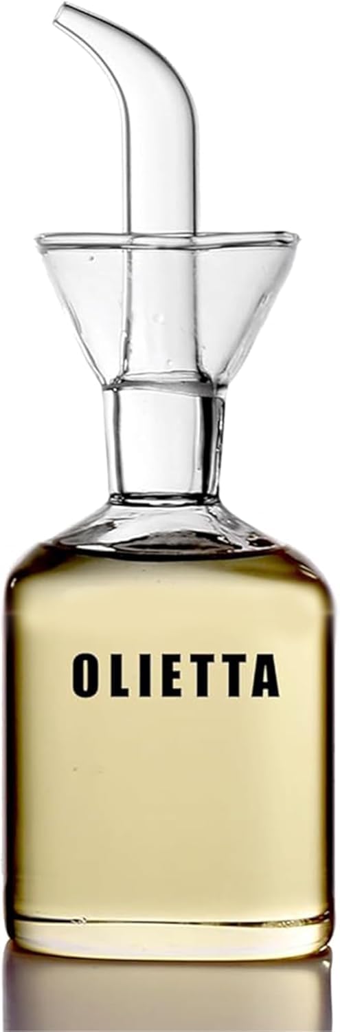 Olietta Borosilicate Glass Olive Oil Bottle - 4.2 Oz 125Ml Non Drip Dispenser - Leak Proof Pourer Vinegar Drizzler Cruet - Easy
