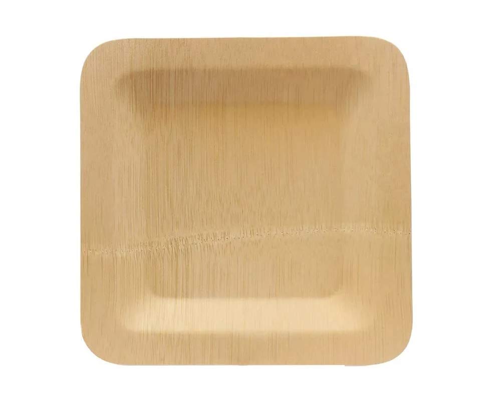5'' Square Disposable Plate, Bamboo