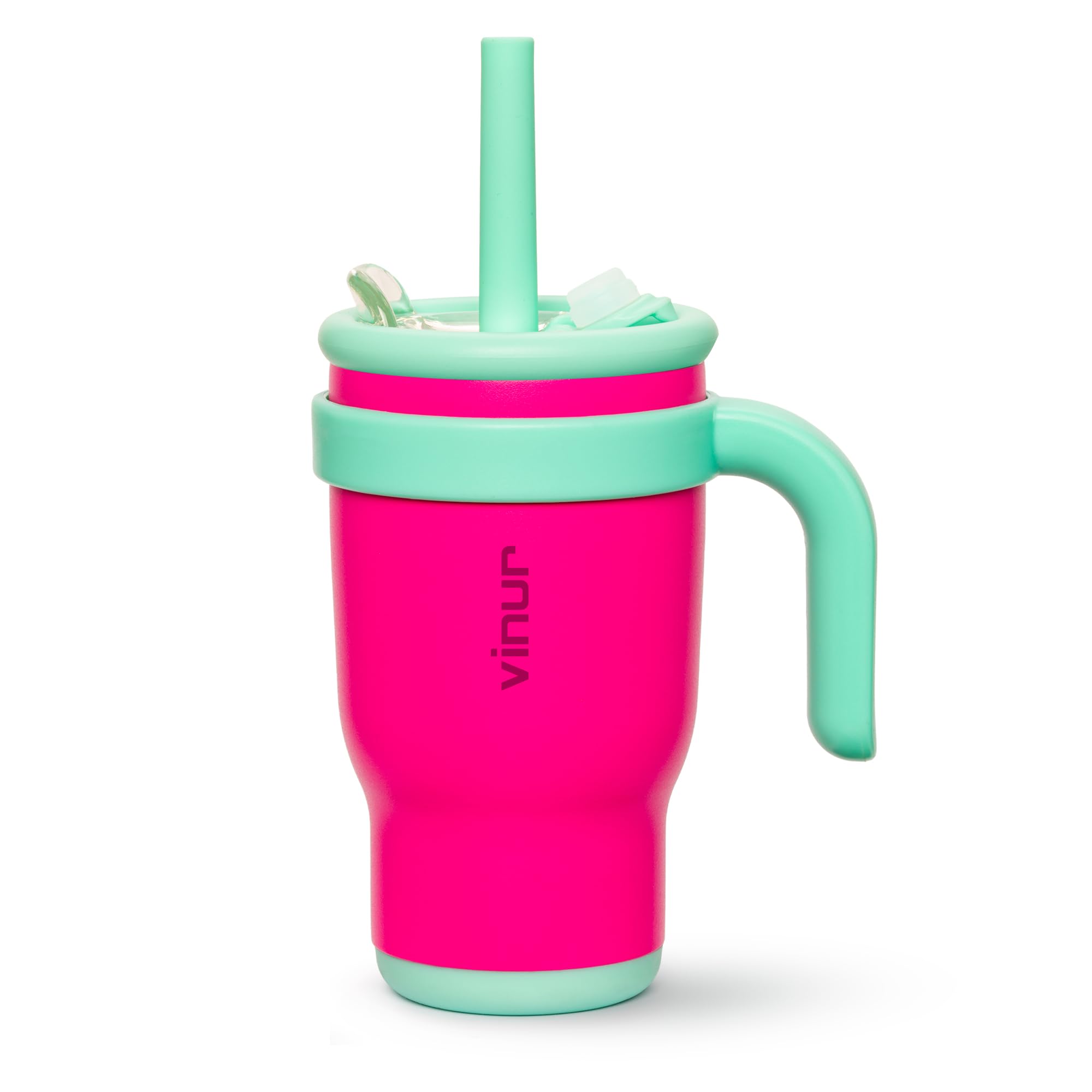 VINUR Kids Tumbler with Handle-14 oz Stainless Steel Double Wall Vacuum Tumbler with Straw, Travel Leak Proof Water Cup with Lid