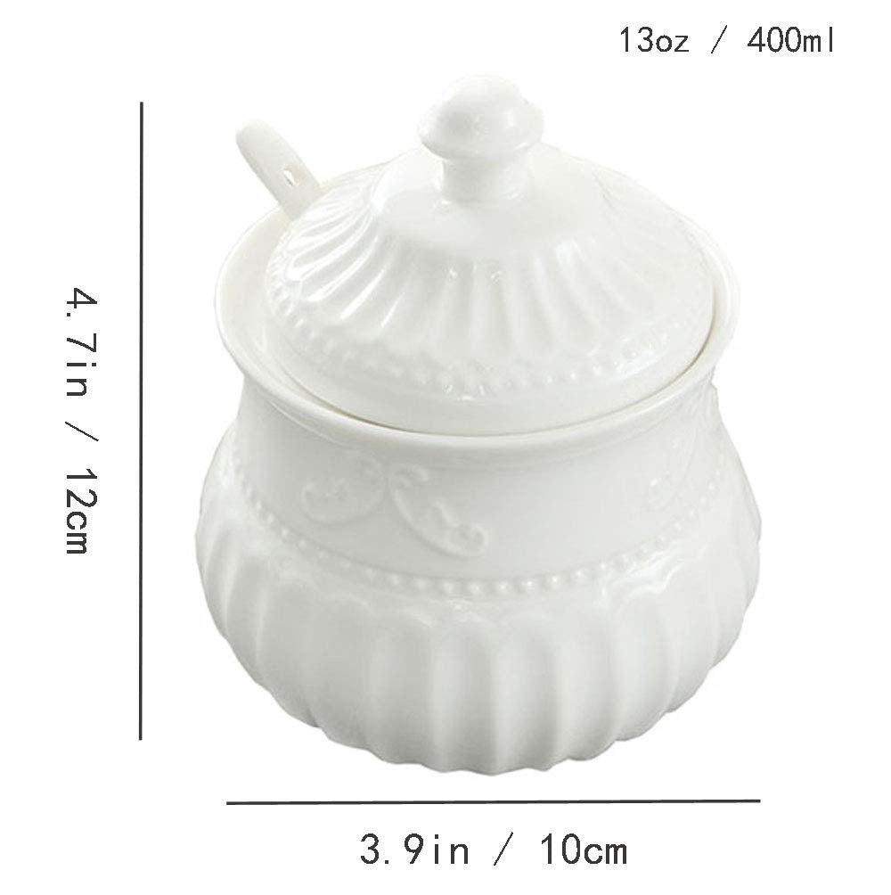 Fuyu Relief White Ceramic Creamer And Sugar Bowl Set Coffee Serving Set Cream Pitcher