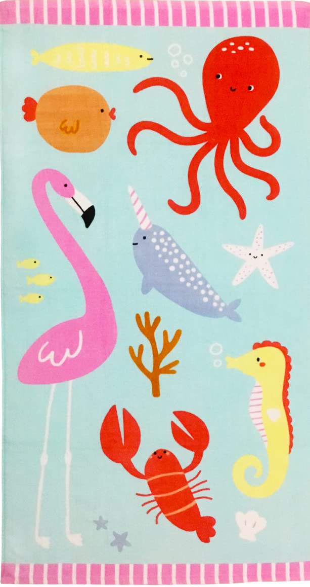 Yifontin Beach Towel For Kids Velour Terry Blanket Throw 100% Cotton 25.5X51 Inches For Swimming Bath Travel Camping And Picnic,