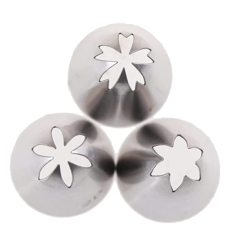 Icing Piping Tip Set,3 Large Decorating Tips Stainless Steel,Diy Cream Rose Flower Piping Tips,Cupcake Pastry Tips For Cake Deco