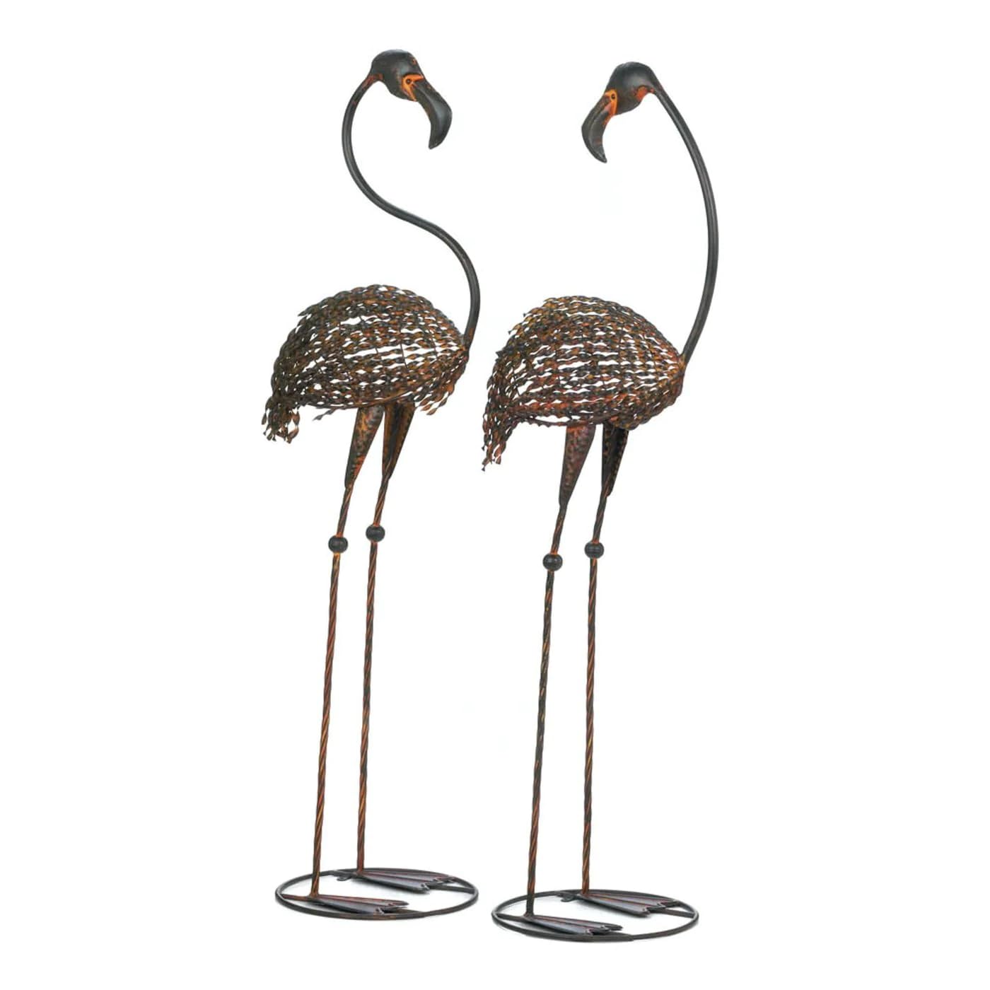 Zingz and Thingz Wild Flamingo Garden Art Duo in Brown