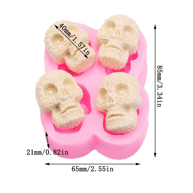 Cestony Halloween 2Pcs 4 Cavity Skull Chocolate Silicone Molds For Diy Cake Fondant Biscuit Cookies Soap Sugar Pudding Chocolate