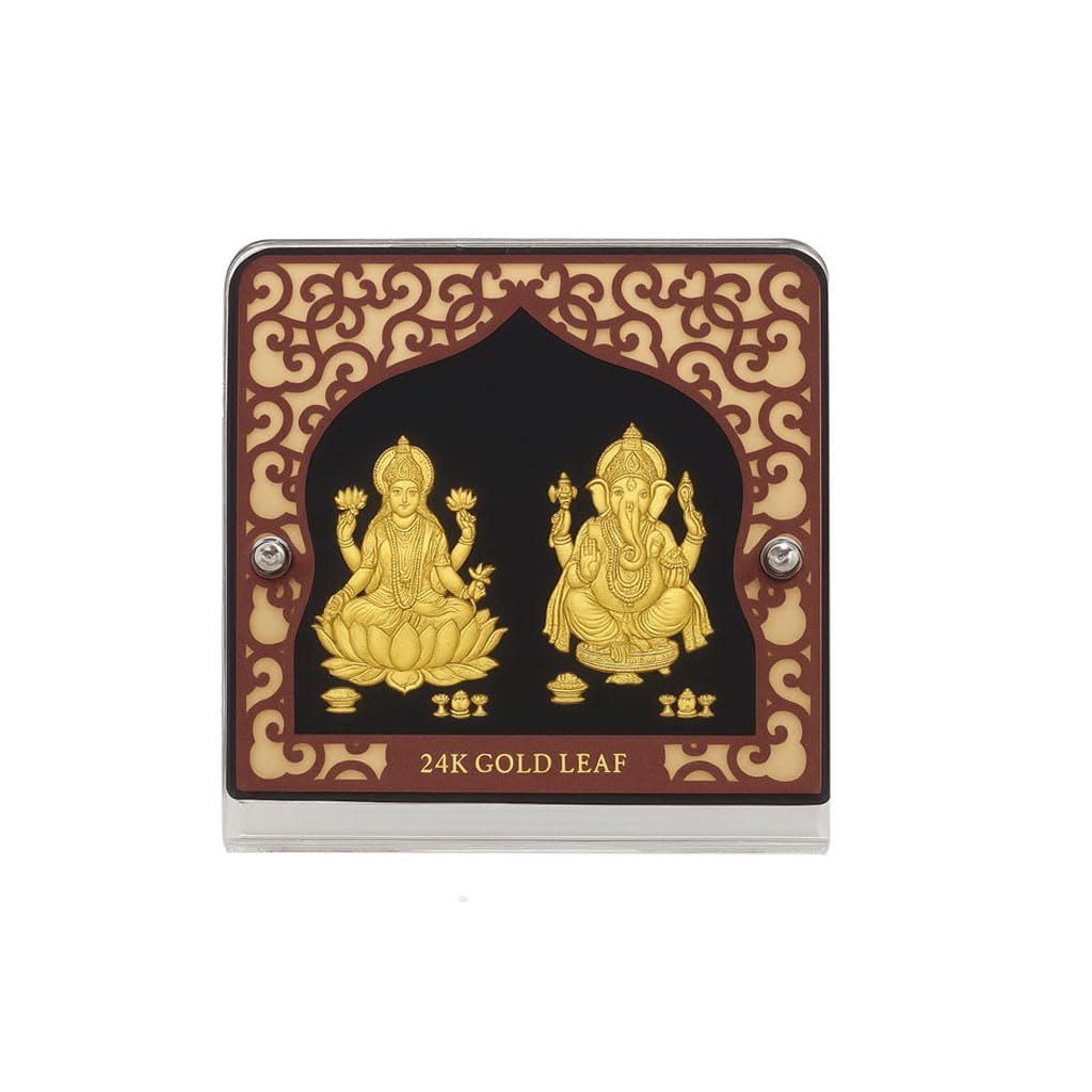 Moonplus Glass Lakshmi Tabletop Ganesh Murti Idol Frame|Laxmi Ganesha Photo|Temple, Table Decor, Wall Home Decoration|Diwali And