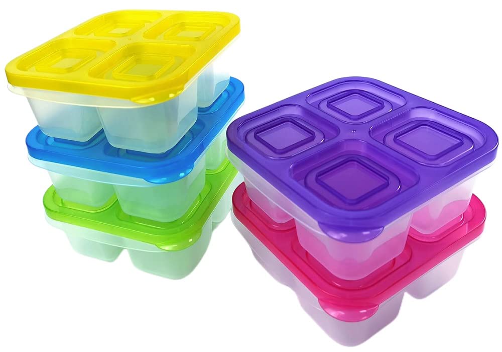 Week Nine Bento Snack Boxes - Reusable 4-Compartment Food Containers For School, Work And Travel, Set Of 5