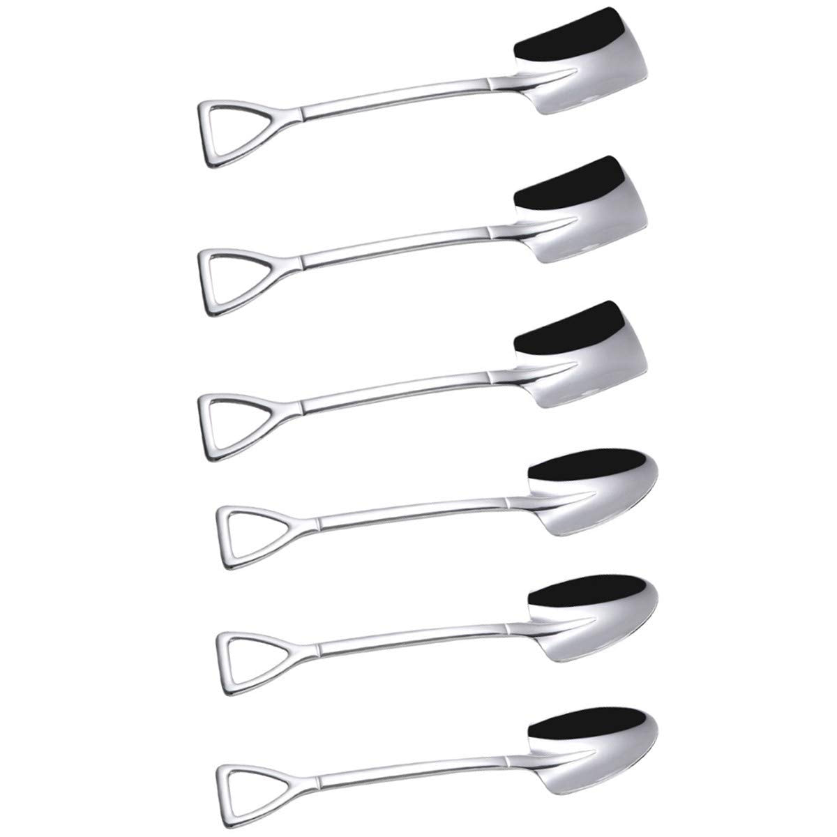 Nmqlx Dessert Spoon Set, 6 Pcs 6'' Shovel Shape Stainless Steel Spoons, Ice Cream Fruit Spoon For Home, Kitchen Or Restaurant
