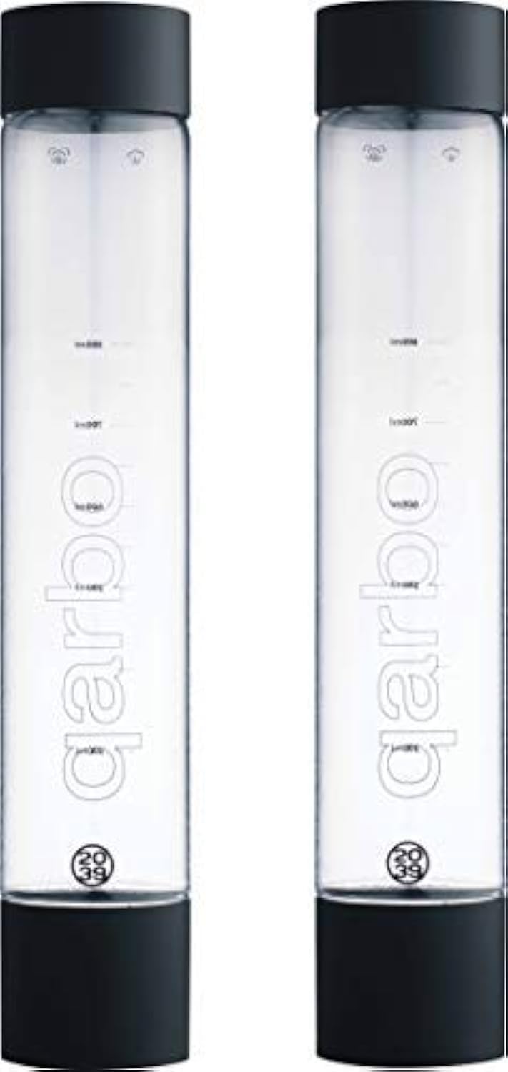Twenty39 qarbo CLASSIC 1L Water Bottles for Sparkling Water Maker and Fruit Infuser - Set of 2 (Matte Black)