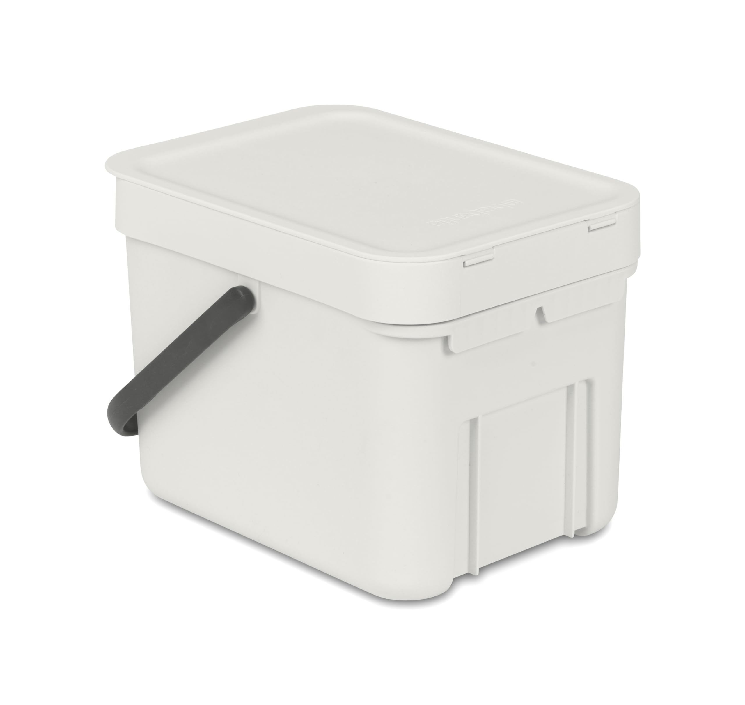 Brabantia Sort & go Food Trash can (16 galLight gray) Small countertop Kitchen compost caddy with Handle & Removable Lid  Easy clean  Fixtures Included for Wallcupboard Mounting