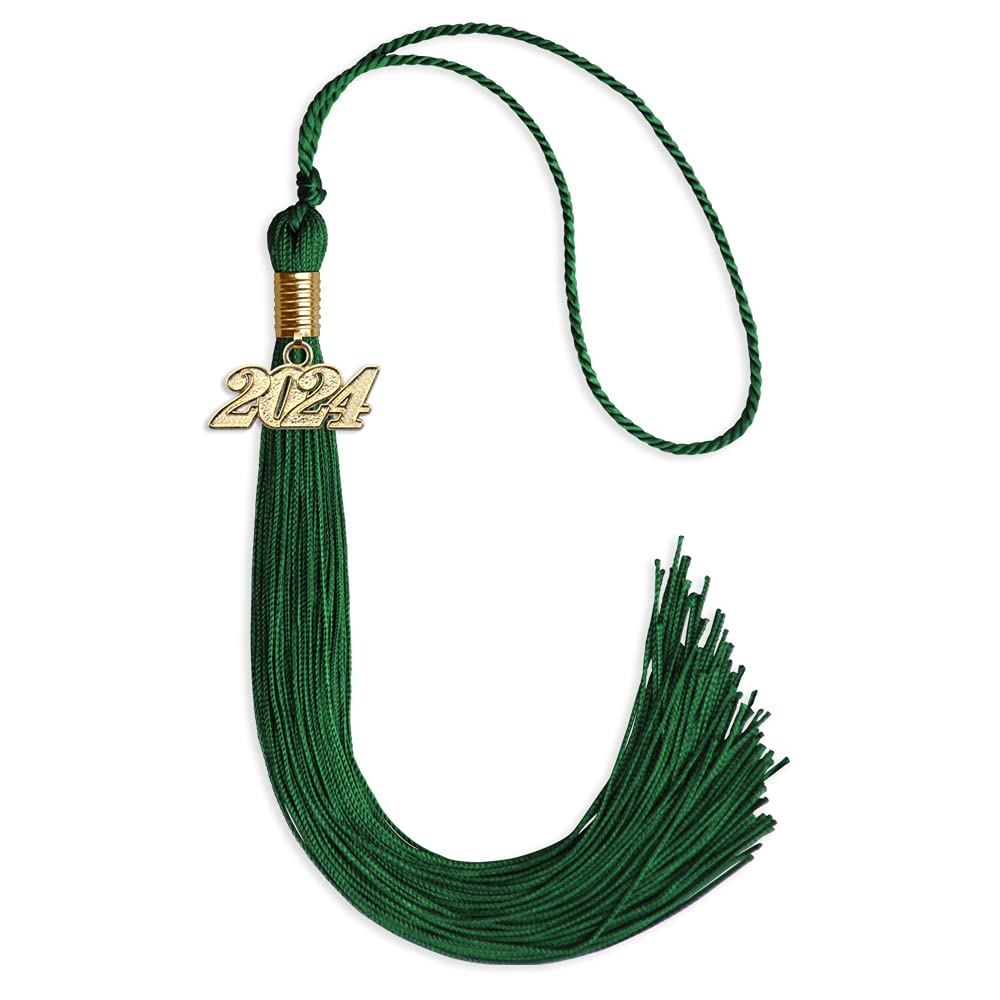 Endea Graduation Single Color Tassel with Gold Date Drop (Green, 2024)